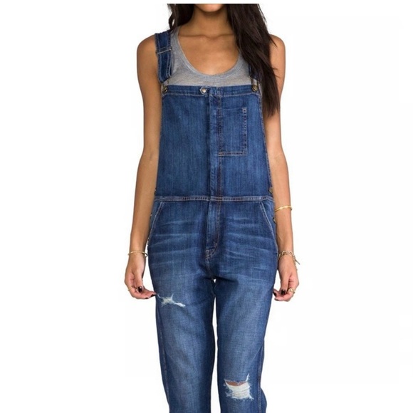 Current Elliott Ran h Hand Women's Blue Denim Overalls